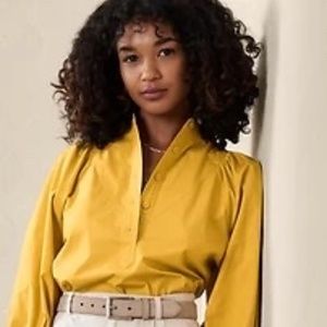 New Banana Republic Poplin Blouse Yellow NWOT